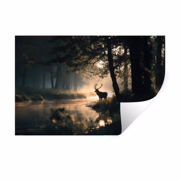 Hert - Bosbeek - Mystiek Muursticker klein -3d