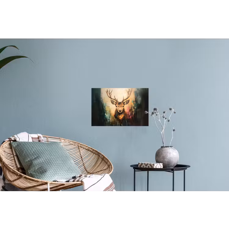 Hert - Geverfd - Gewei - Bruin Muursticker klein -plant