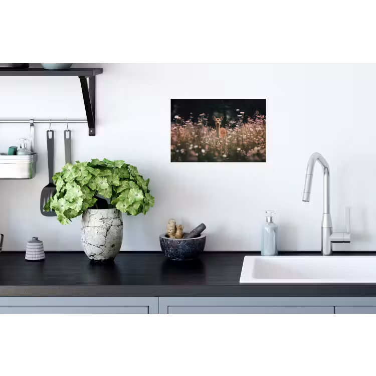 Hert - Wilde bloemen - Bos Muursticker klein -keuken