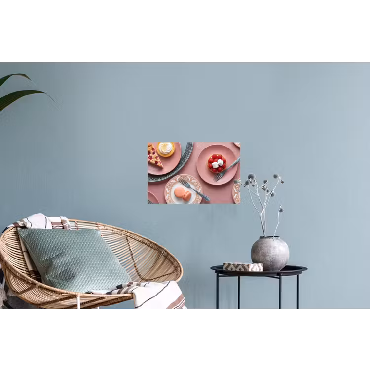 Dessert - Taart - Gebak - Zoet - Roze Muursticker klein -plant