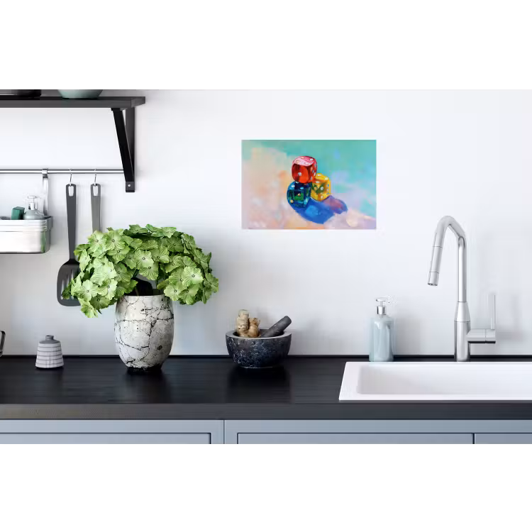 Dobbelstenen - Kleurrijk - Getallen - Stipjes Muursticker klein -keuken