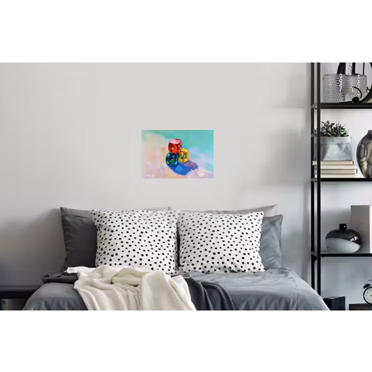 Dobbelstenen - Kleurrijk - Getallen - Stipjes Muursticker klein -slaapkamer