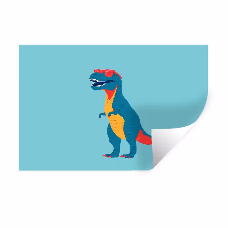 Dinosaurus - Blauw - Zonnebril Muursticker klein -3d