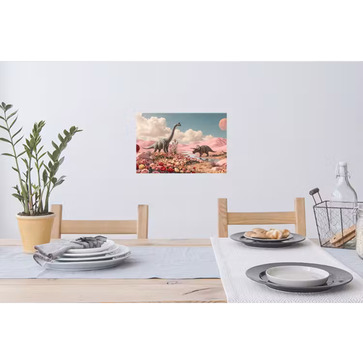 Wall Sticker - Dinosaur - Pink - Landscape - Dinosaurus - Roze - Landschap Muursticker klein