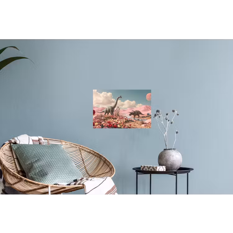 Wall Sticker - Dinosaur - Pink - Landscape - Dinosaurus - Roze - Landschap Muursticker klein