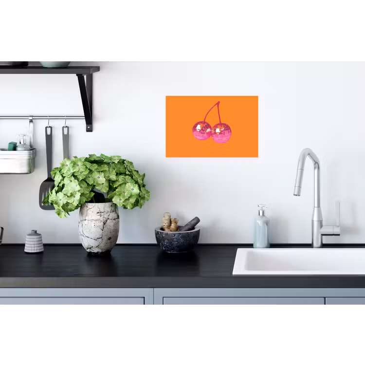 Discoballen - Kers - Spiegels - Roze Muursticker klein -keuken