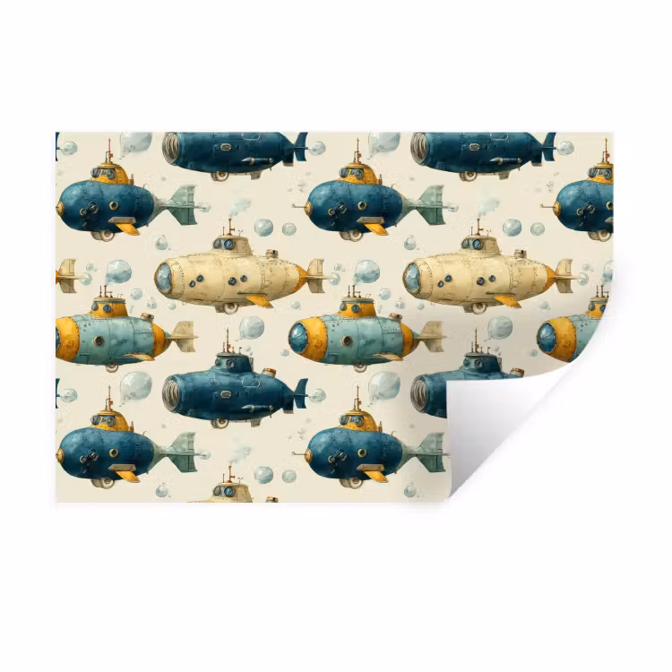 Duikboot - Fantasie - Kleurrijk Muursticker klein 286 -3d