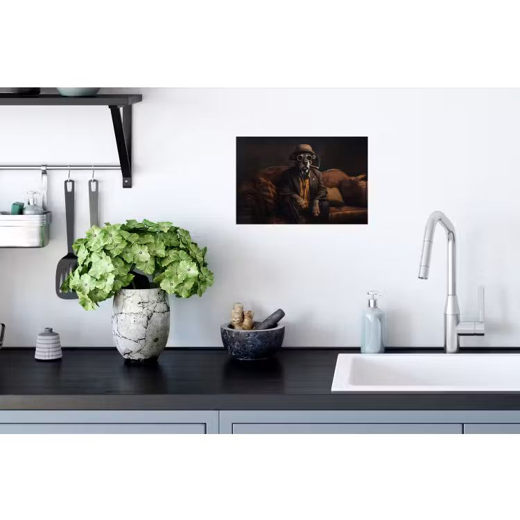 Hond - Sigaar - Hoed - Pak Muursticker klein -keuken