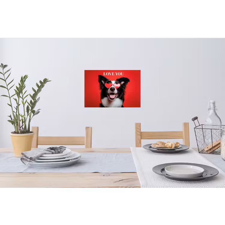 Hond - Hartjesbril - Loveyou - Rood Muursticker klein -eettafel