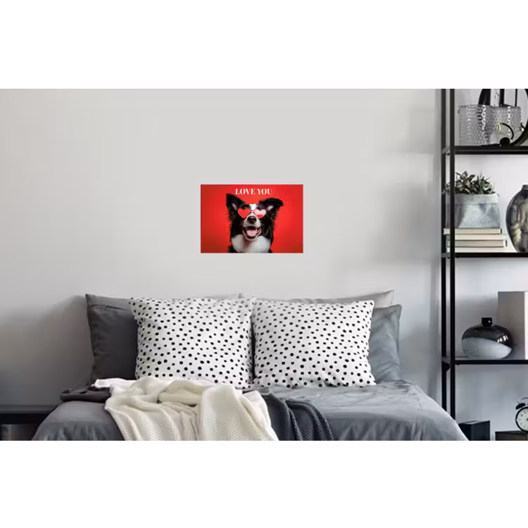 Hond - Hartjesbril - Loveyou - Rood Muursticker klein -slaapkamer