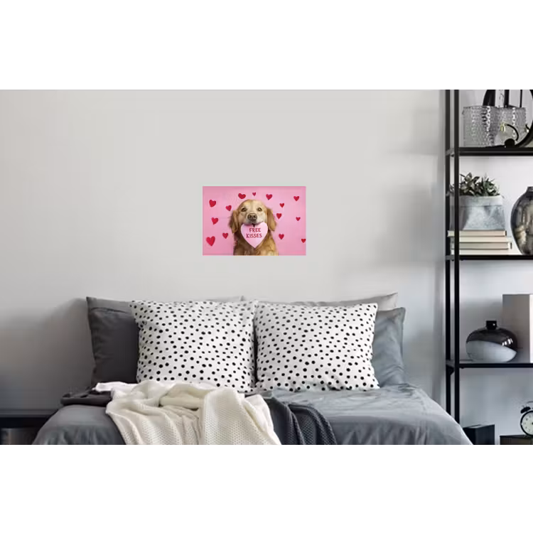 Hond - Kiss- Valentijn - Hartjes Muursticker klein -slaapkamer