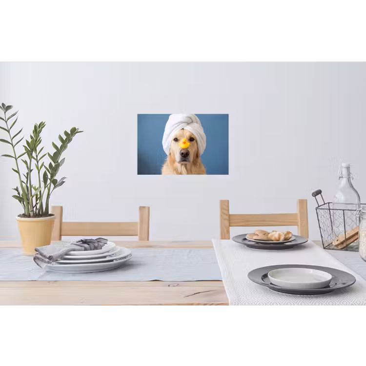 Hond - Badeend - Geel Muursticker klein -eettafel
