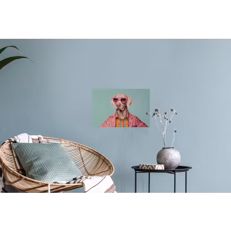 Hond - Overhemd - Bloemen - Bril Muursticker klein -plant