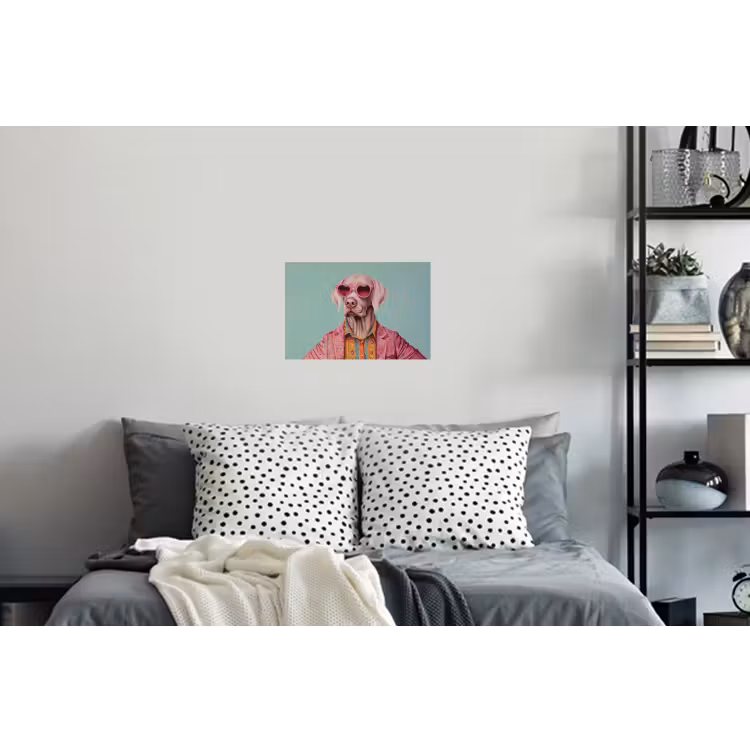 Hond - Overhemd - Bloemen - Bril Muursticker klein -slaapkamer