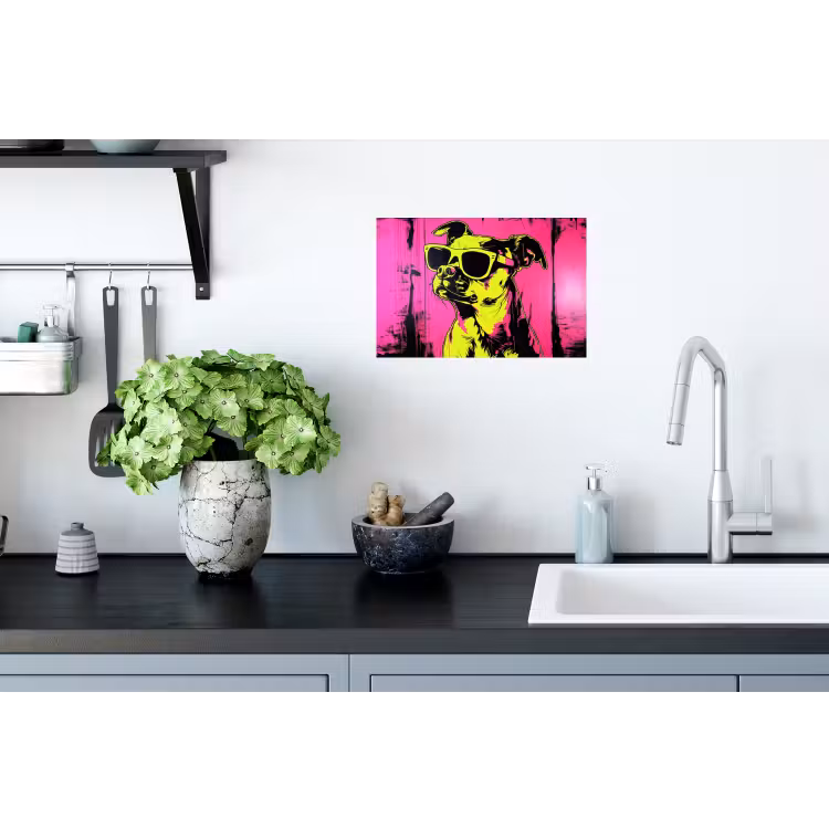 Hond - Zonnebril - Roze - Art Muursticker klein -keuken