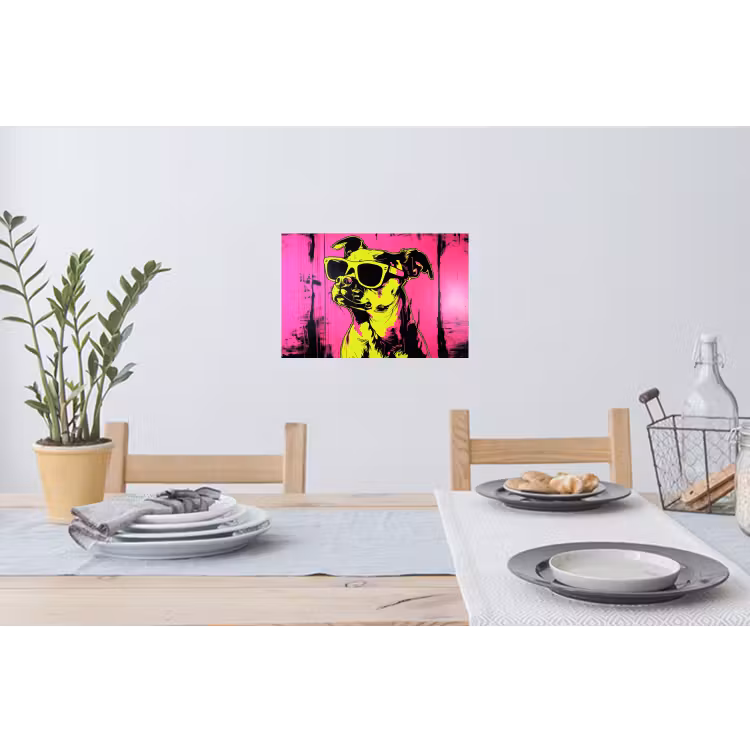 Hond - Zonnebril - Roze - Art Muursticker klein -eettafel