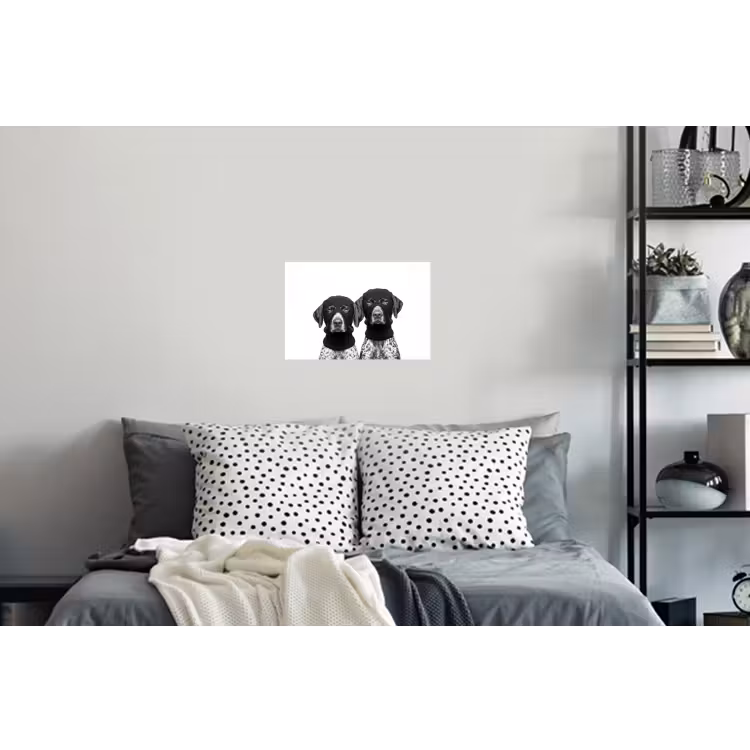 Honden - Bivakmuts - Zwart - wit Muursticker klein -slaapkamer