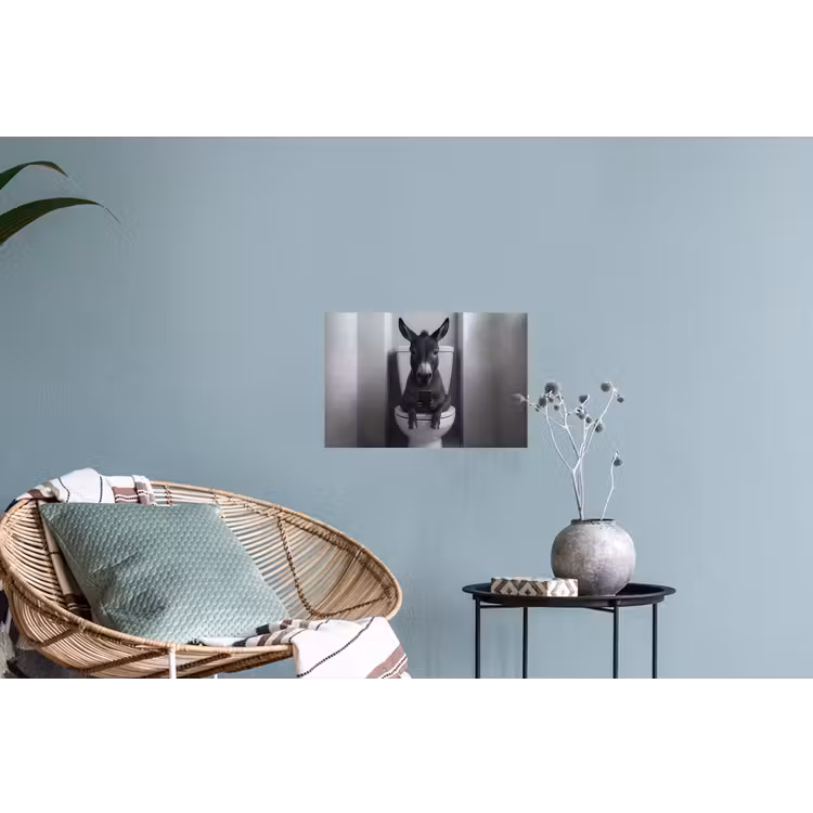 Ezel - Telefoon - Toilet - Zwart - Wit Muursticker klein -plant