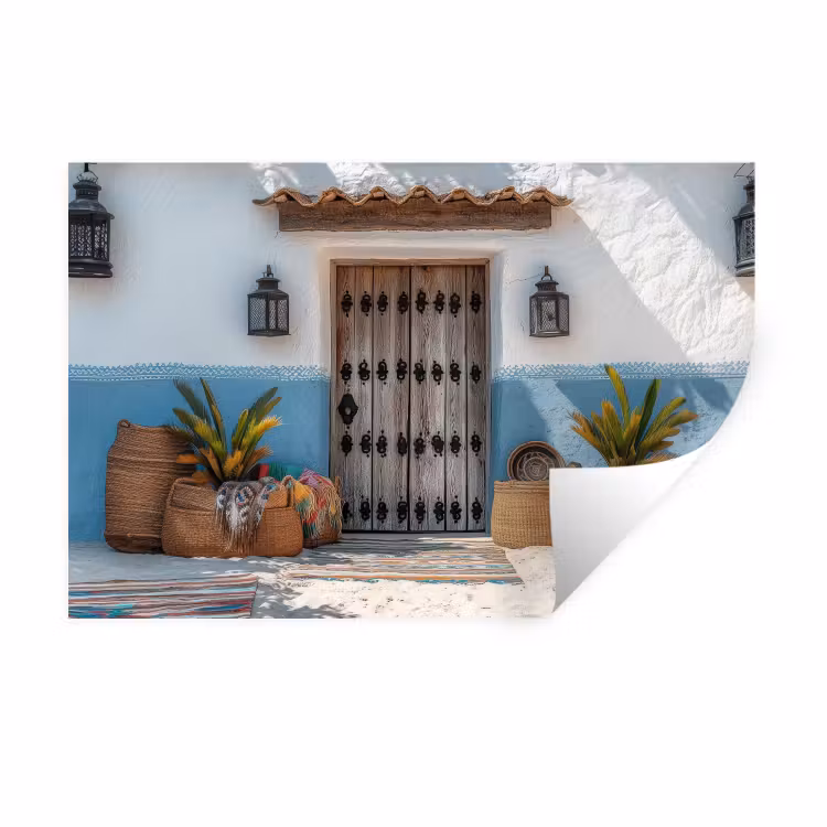Deur - Manden - Planten Muursticker klein -3d