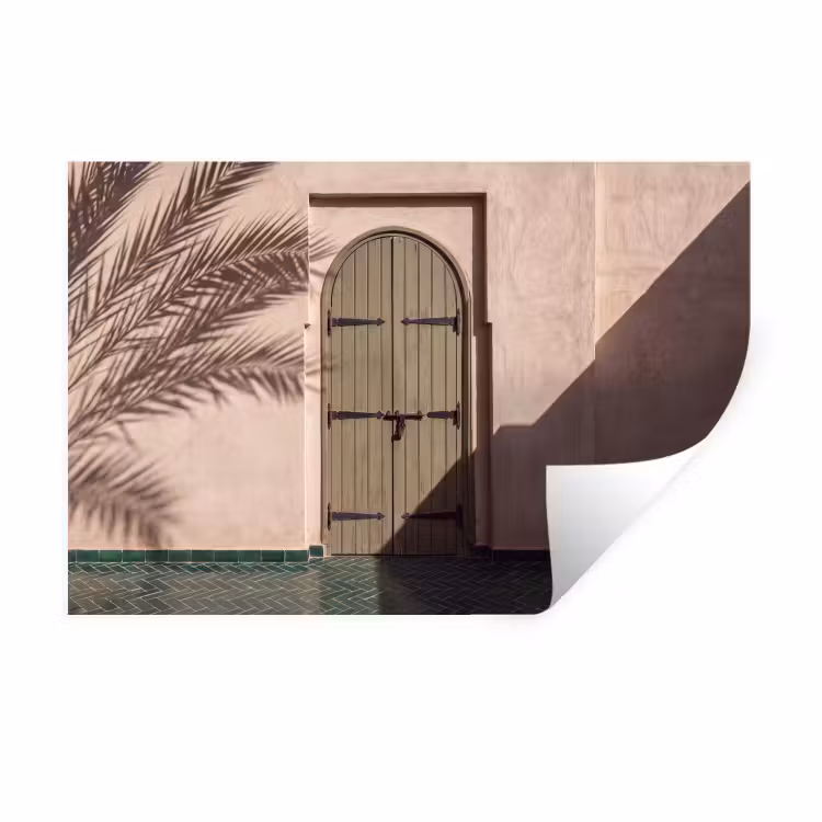 Deur - Hout - Architectuur - Groen - Rustiek Muursticker klein -3d