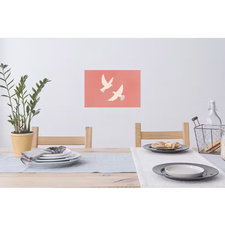 Duiven - Wit - Sierlijk Muursticker klein -eettafel