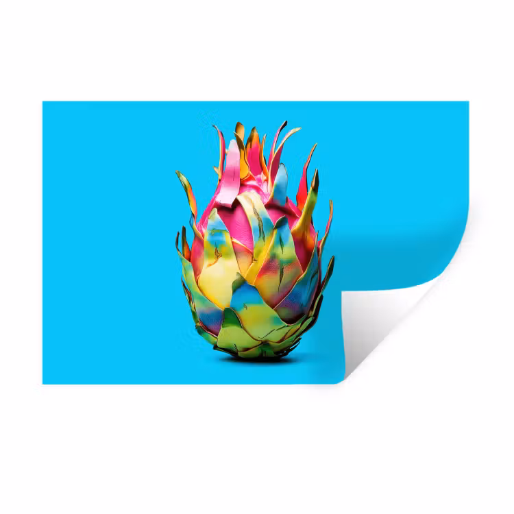 Drakenfruit - Blauw - Levendig Muursticker klein -3d