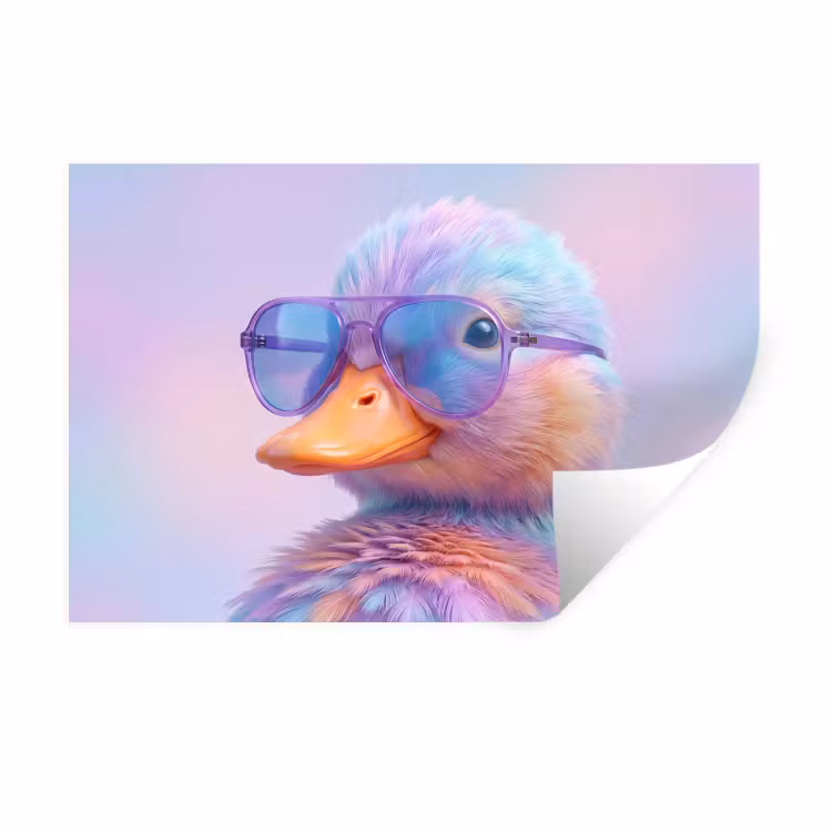 Eend - bril - Pastel Muursticker klein -3d