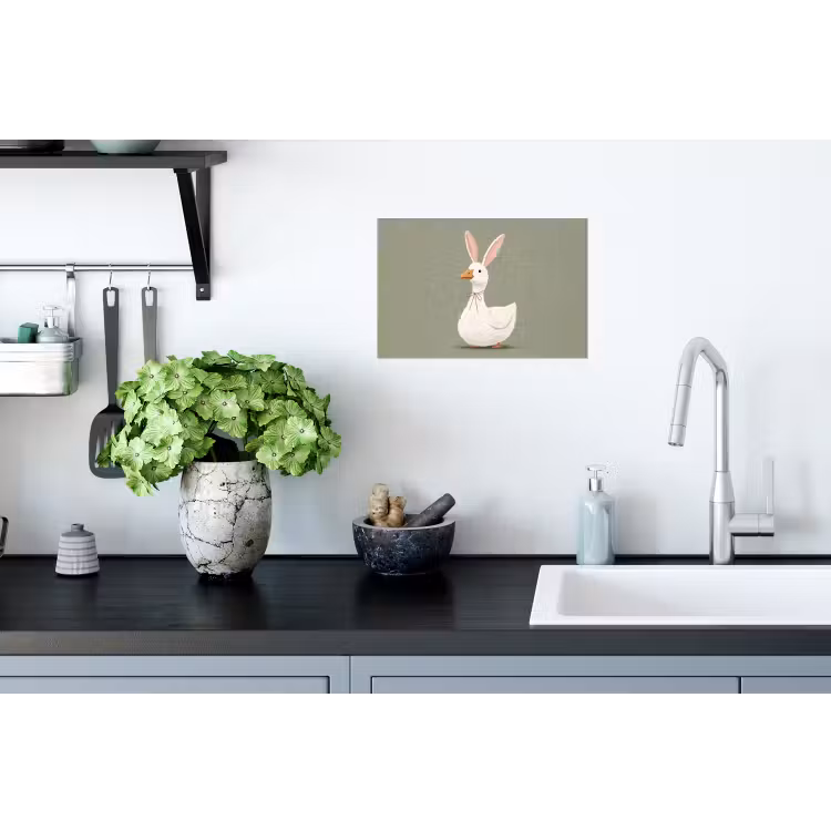 Eend - Konijnoren - Grijs Muursticker klein -keuken
