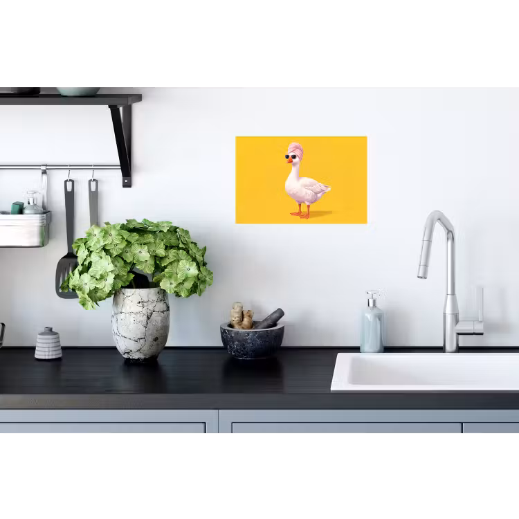 Eend - Zonnebril - Geel Muursticker klein -keuken