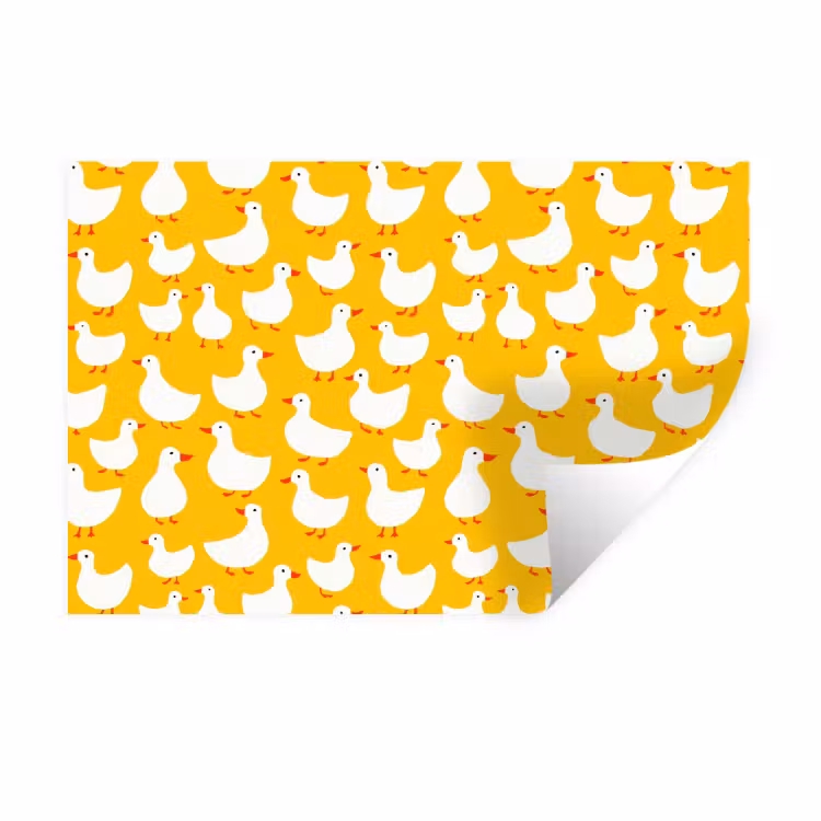 Eendjes - Patroon - Geel Muursticker klein 286 -3d