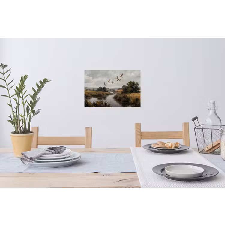 Eenden - Rivier - Landschap - Vlucht - Nostalgisch Muursticker klein -eettafel