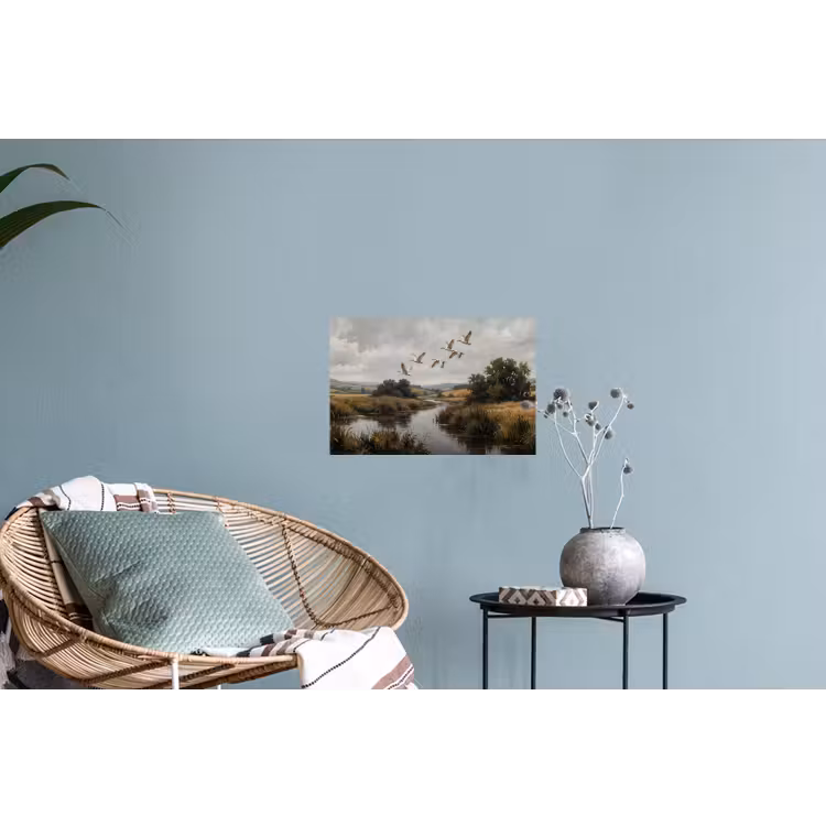 Eenden - Rivier - Landschap - Vlucht - Nostalgisch Muursticker klein -plant