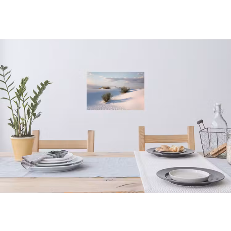 Duinen - Gras - Wolken - Beige Muursticker klein -eettafel