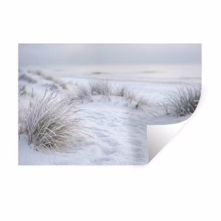 Duinen - Sneeuw - Strand - Winter - Serene Muursticker klein -3d