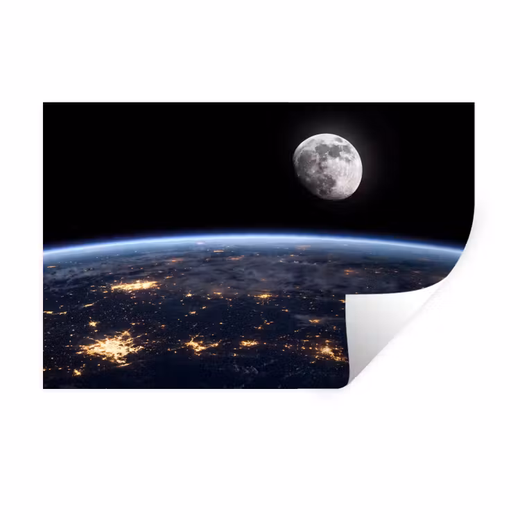 Wall Sticker - Earth - Night - Space - Aarde - Nacht - Ruimte Muursticker klein