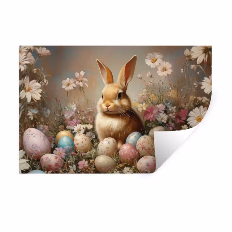 Paashaas - Lente - Paaseieren Muursticker klein -3d