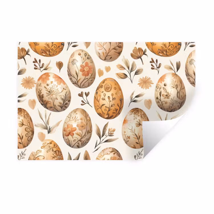 Paaseieren - Bruin - Bloemen Muursticker klein -3d