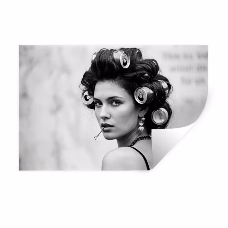 Edgy - Vrouw - Zwart - Wit Muursticker klein -3d