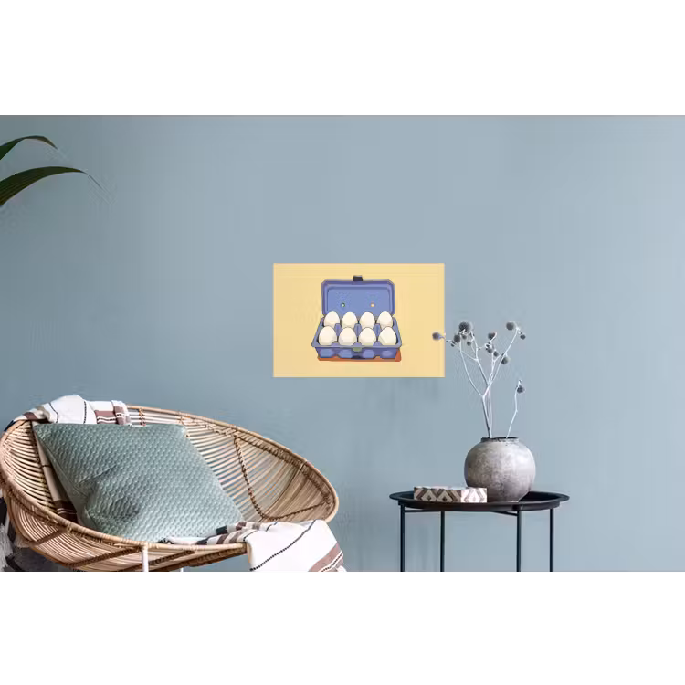Eieren - Doos - Minimalistisch - Blauw Muursticker klein -plant