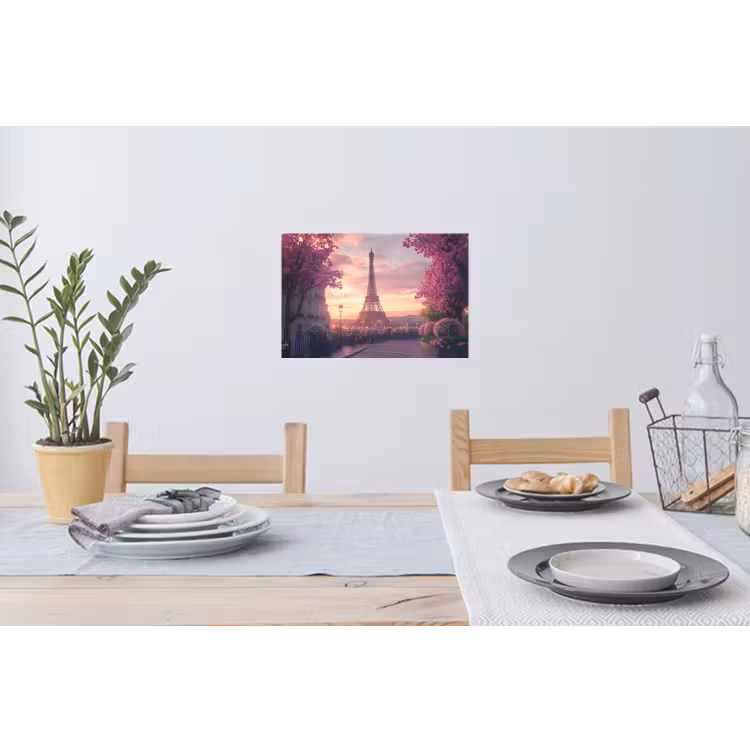 Eiffeltoren - Parijs - Roze Muursticker klein -eettafel