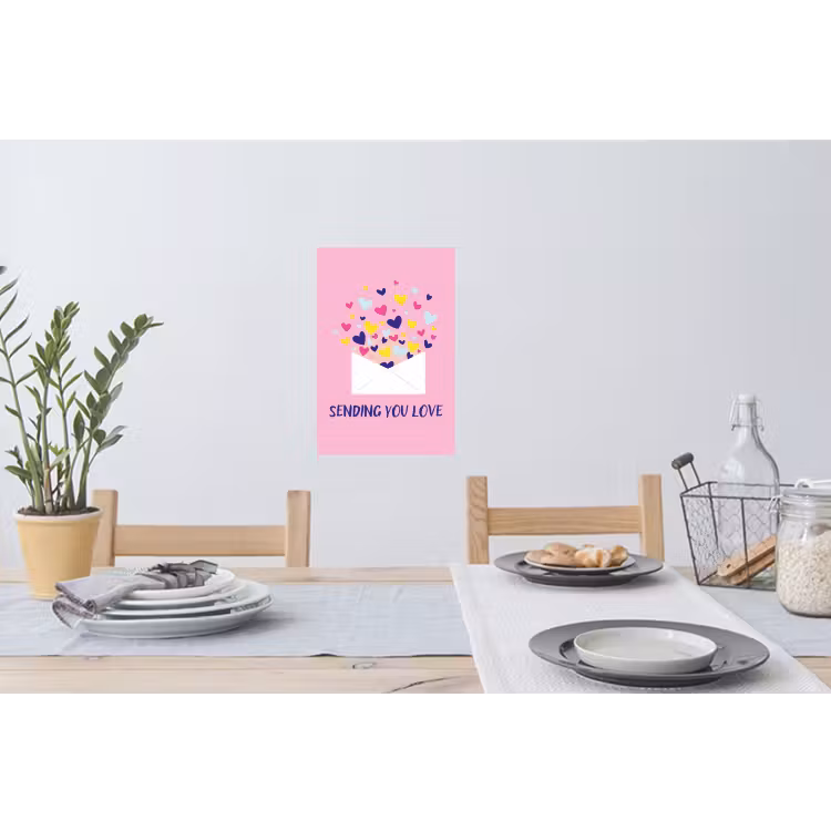 Envelop - Love - Hartjes - Valentijn Muursticker klein -eettafel