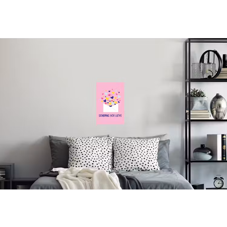 Envelop - Love - Hartjes - Valentijn Muursticker klein -slaapkamer