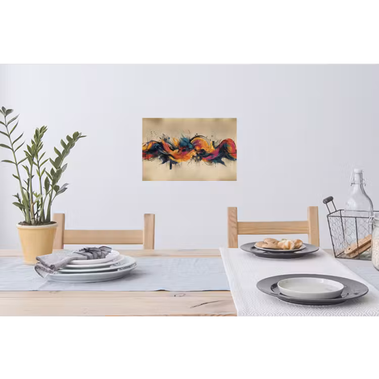 Explosie - Kleurrijk - Vormen - Abstract Muursticker klein -eettafel