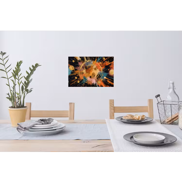 Explosie - Verfstructuur - Goud - Abstract Muursticker klein -eettafel
