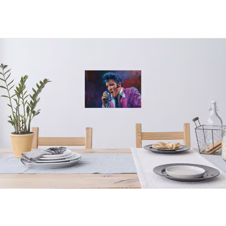 Expressief - Microfoon - Paars Muursticker klein -eettafel