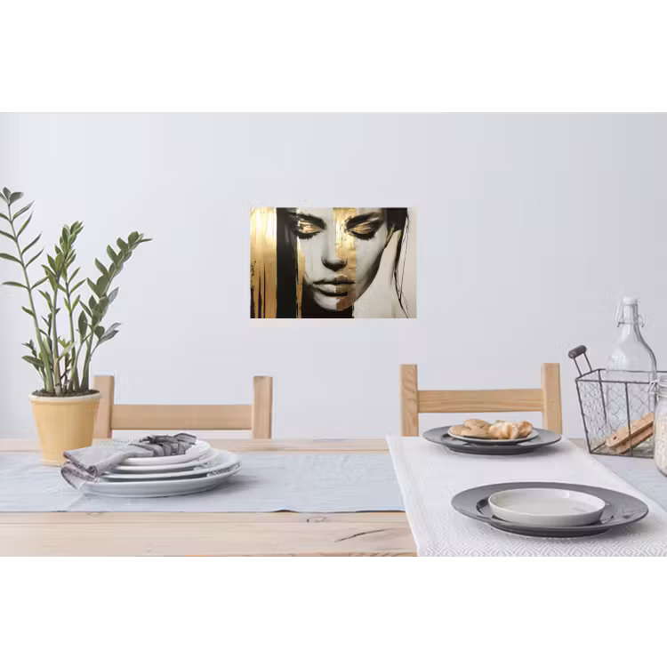 Ogen - Gezicht - Goud - Strepen Muursticker klein -eettafel