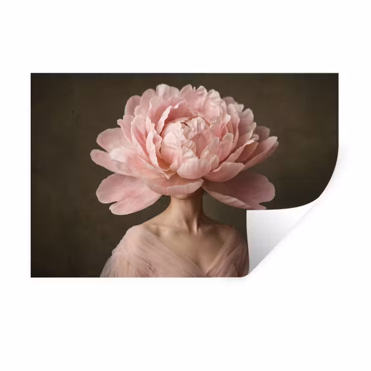 Gezicht - Roos - Roze Muursticker klein -3d