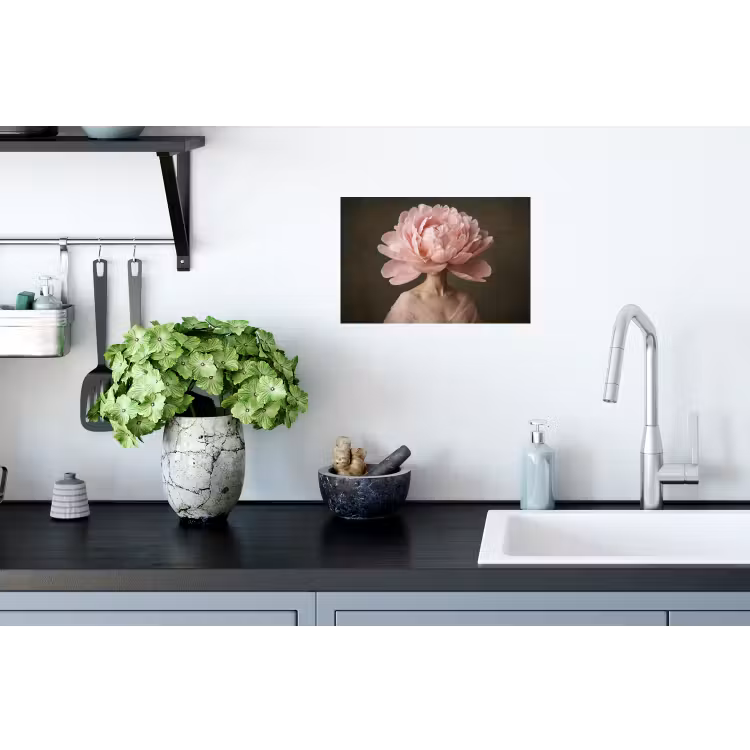 Gezicht - Roos - Roze Muursticker klein -keuken