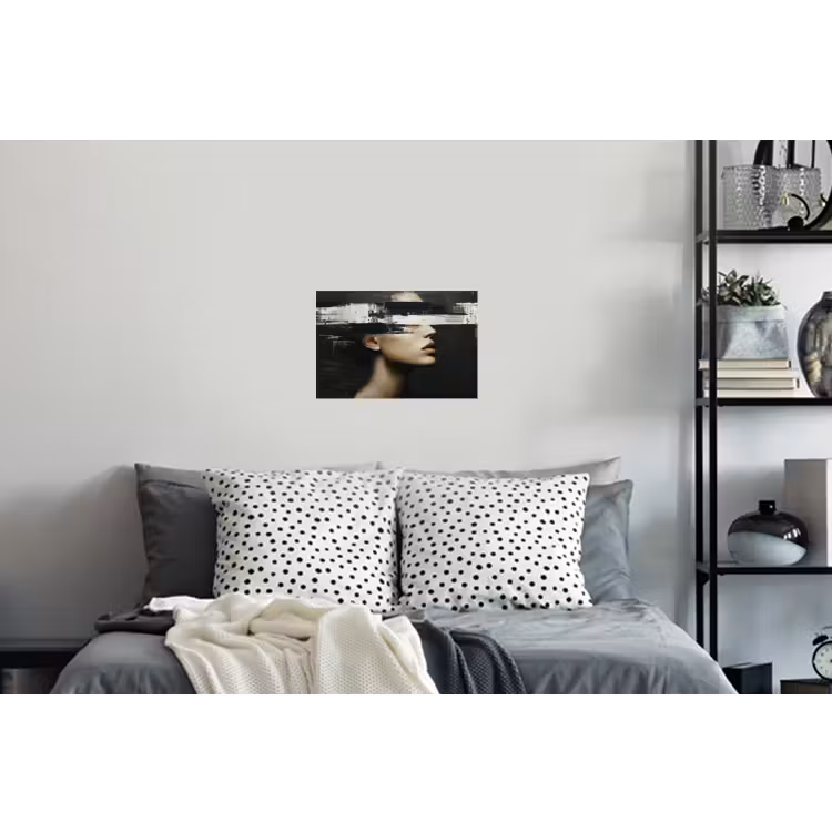 Gezicht - Vrouw - Zwart - Abstract Muursticker klein -slaapkamer