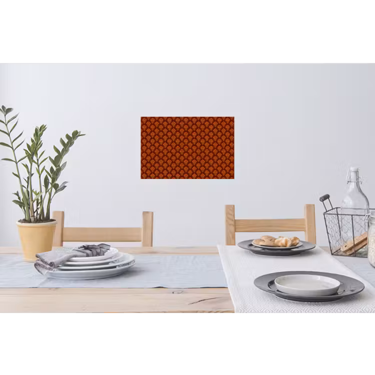 Waaiers - Art Deco - Botanisch - Roestbruin - Oranje Muursticker klein 286 -eettafel